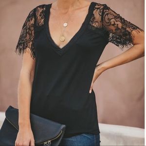 VICI Black Sweet Side Lace Top